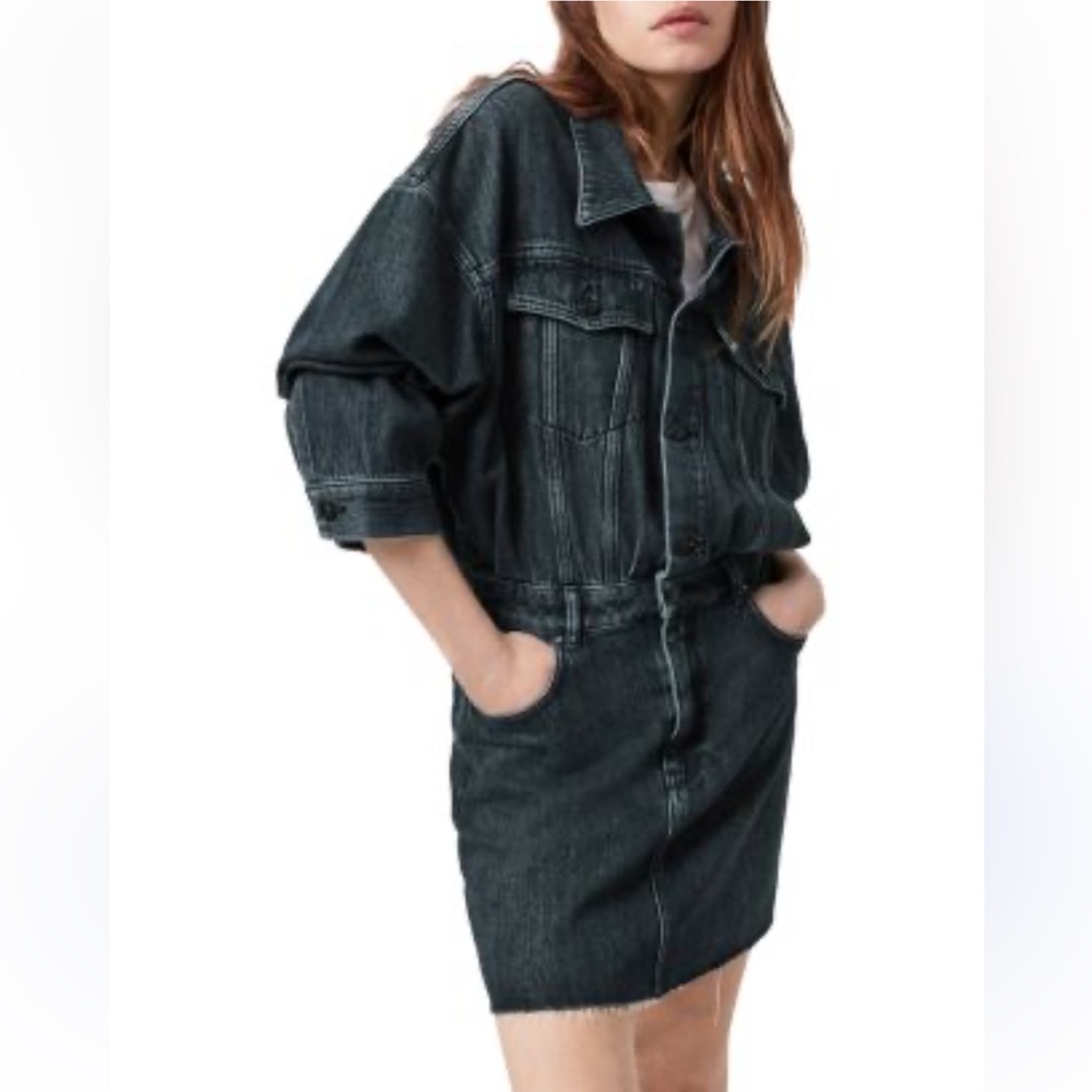 AllSaints Dakota denim dress in a washed black color